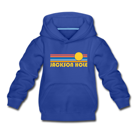 Jackson Hole, Wyoming Youth Hoodie - Retro Sunrise Youth Jackson Hole Hooded Sweatshirt