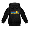 Jackson Hole, Wyoming Youth Hoodie - Retro Sunrise Youth Jackson Hole Hooded Sweatshirt - charcoal gray
