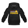 Florida Youth Hoodie - Retro Sunrise Youth Florida Hooded Sweatshirt - black