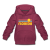 Florida Youth Hoodie - Retro Sunrise Youth Florida Hooded Sweatshirt - burgundy