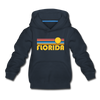 Florida Youth Hoodie - Retro Sunrise Youth Florida Hooded Sweatshirt - navy