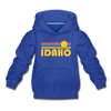 Idaho Youth Hoodie - Retro Sunrise Youth Idaho Hooded Sweatshirt - royal blue