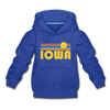 Iowa Youth Hoodie - Retro Sunrise Youth Iowa Hooded Sweatshirt - royal blue