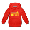 Iowa Youth Hoodie - Retro Sunrise Youth Iowa Hooded Sweatshirt - red