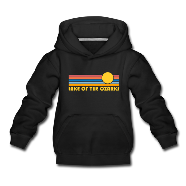 Lake of the Ozarks, Missouri Youth Hoodie - Retro Sunrise Youth Lake of the Ozarks Hooded Sweatshirt - black