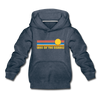 Lake of the Ozarks, Missouri Youth Hoodie - Retro Sunrise Youth Lake of the Ozarks Hooded Sweatshirt - heather denim