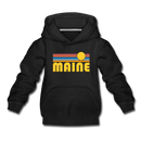 Maine Youth Hoodie - Retro Sunrise Youth Maine Hooded Sweatshirt - black