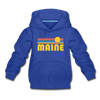 Maine Youth Hoodie - Retro Sunrise Youth Maine Hooded Sweatshirt - royal blue