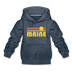 Maine Youth Hoodie - Retro Sunrise Youth Maine Hooded Sweatshirt - heather denim