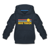 Lake Tahoe, California Youth Hoodie - Retro Sunrise Youth Lake Tahoe Hooded Sweatshirt - navy