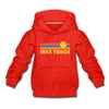 Lake Tahoe, California Youth Hoodie - Retro Sunrise Youth Lake Tahoe Hooded Sweatshirt - red