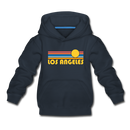 Los Angeles, California Youth Hoodie - Retro Sunrise Youth Los Angeles Hooded Sweatshirt - navy