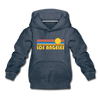 Los Angeles, California Youth Hoodie - Retro Sunrise Youth Los Angeles Hooded Sweatshirt - heather denim