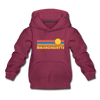 Massachusetts Youth Hoodie - Retro Sunrise Youth Massachusetts Hooded Sweatshirt - burgundy