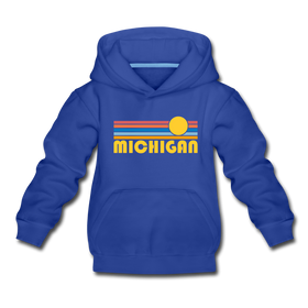 Michigan Youth Hoodie - Retro Sunrise Youth Michigan Hooded Sweatshirt