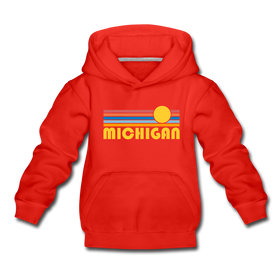 Michigan Youth Hoodie - Retro Sunrise Youth Michigan Hooded Sweatshirt