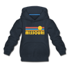 Missouri Youth Hoodie - Retro Sunrise Youth Missouri Hooded Sweatshirt - navy