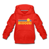 Missouri Youth Hoodie - Retro Sunrise Youth Missouri Hooded Sweatshirt - red