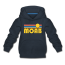 Moab, Utah Youth Hoodie - Retro Sunrise Youth Moab Hooded Sweatshirt - navy