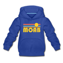 Moab, Utah Youth Hoodie - Retro Sunrise Youth Moab Hooded Sweatshirt - royal blue