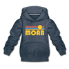 Moab, Utah Youth Hoodie - Retro Sunrise Youth Moab Hooded Sweatshirt - heather denim
