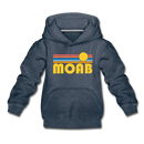 Moab, Utah Youth Hoodie - Retro Sunrise Youth Moab Hooded Sweatshirt - heather denim