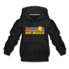 New Mexico Youth Hoodie - Retro Sunrise Youth New Mexico Hooded Sweatshirt - black