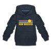 New Mexico Youth Hoodie - Retro Sunrise Youth New Mexico Hooded Sweatshirt - navy