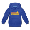 New Mexico Youth Hoodie - Retro Sunrise Youth New Mexico Hooded Sweatshirt - royal blue