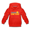 New York, New York Youth Hoodie - Retro Sunrise Youth New York Hooded Sweatshirt - red