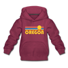 Oregon Youth Hoodie - Retro Sunrise Youth Oregon Hooded Sweatshirt - burgundy