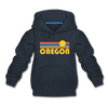 Oregon Youth Hoodie - Retro Sunrise Youth Oregon Hooded Sweatshirt - navy