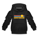 North Carolina Youth Hoodie - Retro Sunrise Youth North Carolina Hooded Sweatshirt - black