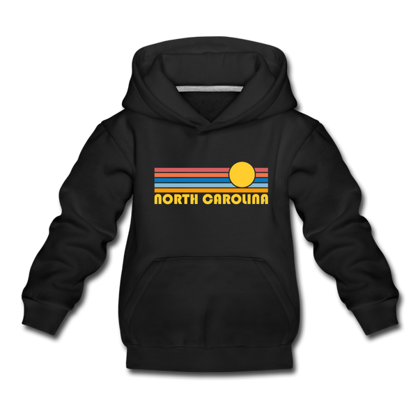 North Carolina Youth Hoodie - Retro Sunrise Youth North Carolina Hooded Sweatshirt - black