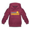 Orlando, Florida Youth Hoodie - Retro Sunrise Youth Orlando Hooded Sweatshirt - burgundy