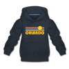 Orlando, Florida Youth Hoodie - Retro Sunrise Youth Orlando Hooded Sweatshirt - navy