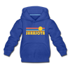 Sarasota, Florida Youth Hoodie - Retro Sunrise Youth Sarasota Hooded Sweatshirt - royal blue
