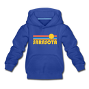 Sarasota, Florida Youth Hoodie - Retro Sunrise Youth Sarasota Hooded Sweatshirt - royal blue