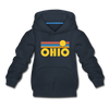 Ohio Youth Hoodie - Retro Sunrise Youth Ohio Hooded Sweatshirt - navy