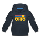 Ohio Youth Hoodie - Retro Sunrise Youth Ohio Hooded Sweatshirt - navy