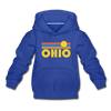 Ohio Youth Hoodie - Retro Sunrise Youth Ohio Hooded Sweatshirt - royal blue