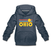 Ohio Youth Hoodie - Retro Sunrise Youth Ohio Hooded Sweatshirt - heather denim