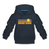 Sanibel Island, Florida Youth Hoodie - Retro Sunrise Youth Sanibel Island Hooded Sweatshirt - navy