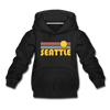 Seattle, Washington Youth Hoodie - Retro Sunrise Youth Seattle Hooded Sweatshirt - black