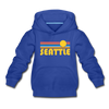 Seattle, Washington Youth Hoodie - Retro Sunrise Youth Seattle Hooded Sweatshirt - royal blue