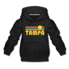 Tampa, Florida Youth Hoodie - Retro Sunrise Youth Tampa Hooded Sweatshirt - black