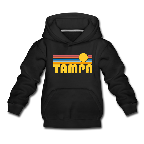 Tampa, Florida Youth Hoodie - Retro Sunrise Youth Tampa Hooded Sweatshirt - black