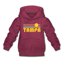 Tampa, Florida Youth Hoodie - Retro Sunrise Youth Tampa Hooded Sweatshirt - burgundy
