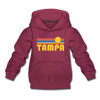Tampa, Florida Youth Hoodie - Retro Sunrise Youth Tampa Hooded Sweatshirt - burgundy