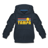 Tampa, Florida Youth Hoodie - Retro Sunrise Youth Tampa Hooded Sweatshirt - navy